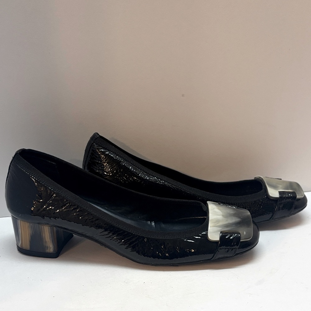 French Sole Fs/Ny Black Patent Leather Flats